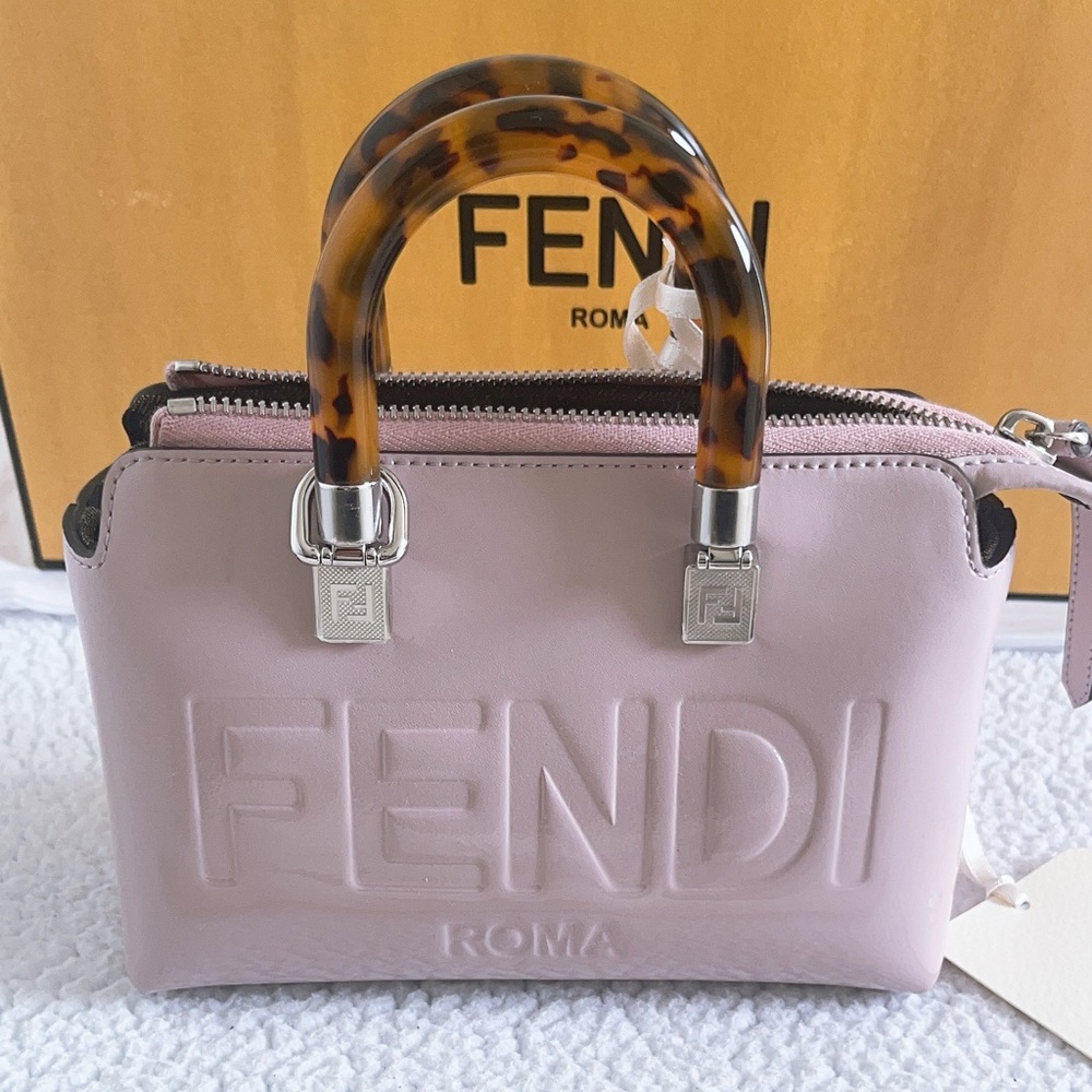 Authentic Fendi  Women's By The Way Mini Patent Leather Light Pink Boston Bag